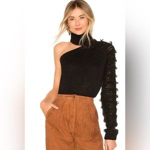 House of Harlow 1960 Black Off-the-Shoulder Sweater